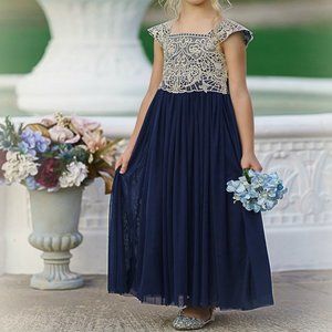 Think Pink Georgia Belle Navy Formal Dress Sz 5